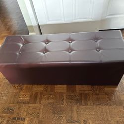 Brown Leather Ottoman 
