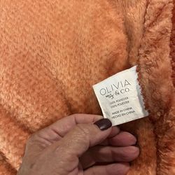 Blanket King Size Ombré Orange Peach Yellow Chenille