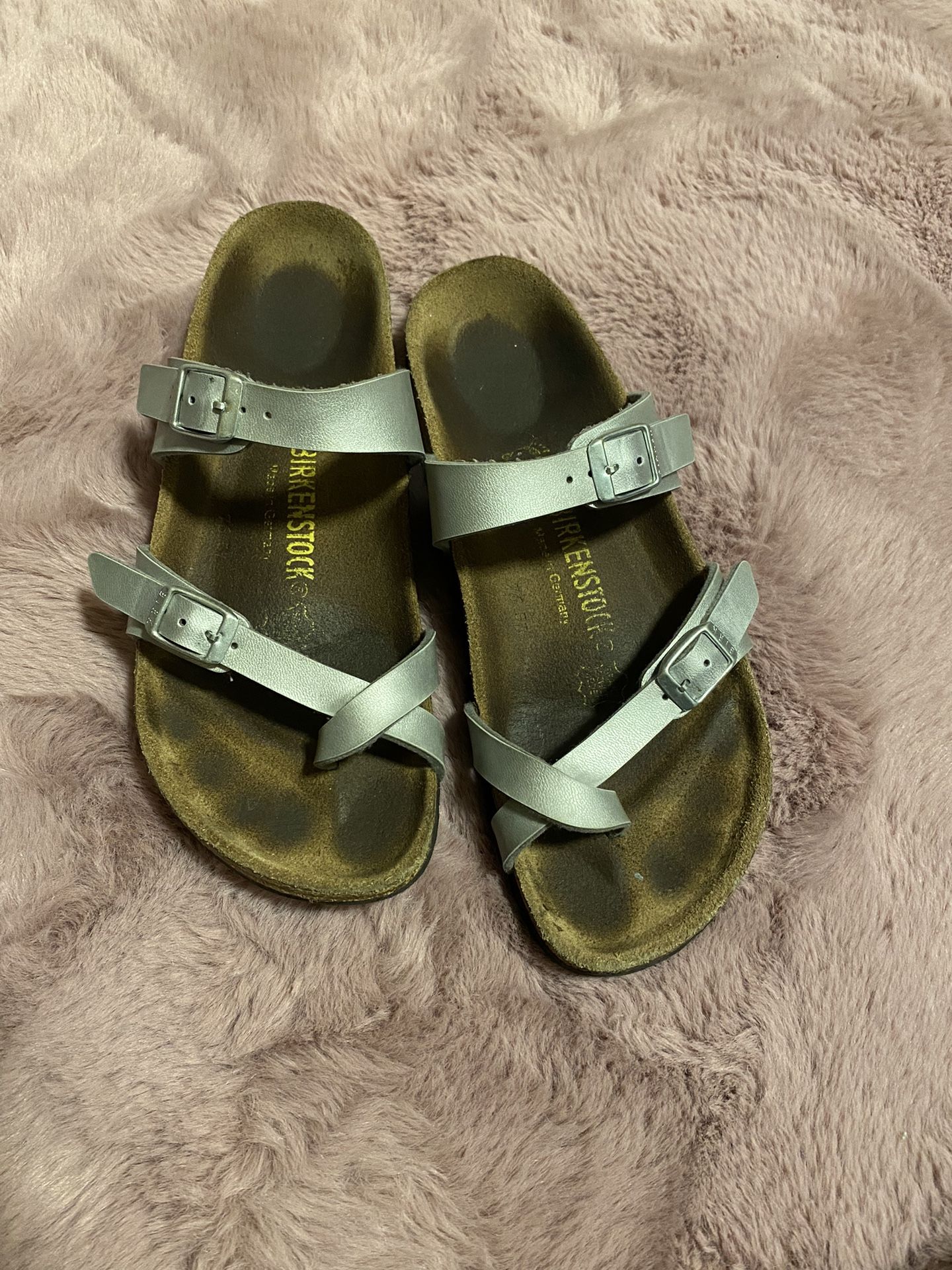 Silver Birkenstocks 