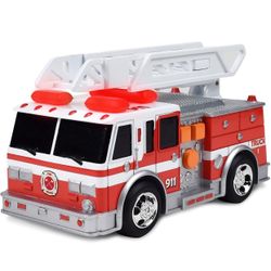 Sunny Days Entertainment Maxx Action Mini Rescue Vehicle Toy Fire Truck with Extention Ladder and Push Button Lights and Sounds