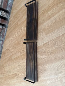 Dark Wood Wall Shelves with Black Brackets