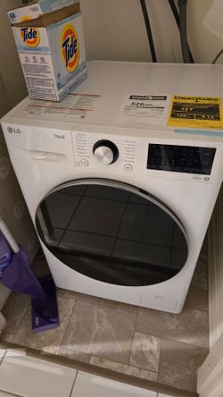 LG white 2.4 cu. ft. Smart Wi-Fi Enabled Compact Front Load All-In-One Washer/Dryer Combo with Built-In Intelligence