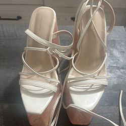 While Platform Sandals