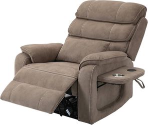Large Lift Chairs Recliners for Elderly with Heated and Massage, Infinite Position Dual Motor Power Lay Flat Recliner with Cup Holder (Light Brown)