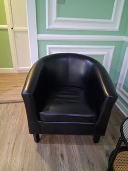 Black Faux Leather Tub Chair