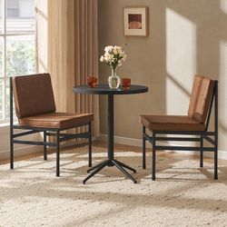 CM1002-PBPU  Odelia 3 Piece Bistro Set 2 Dining Chairs, 1 Bistro Table for Living Room, Dining Room, Kitchen, Small Space, Sturdy BIFMA-Certified Rust