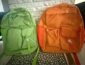 Kids Backpacks Green and Orange Set of 2