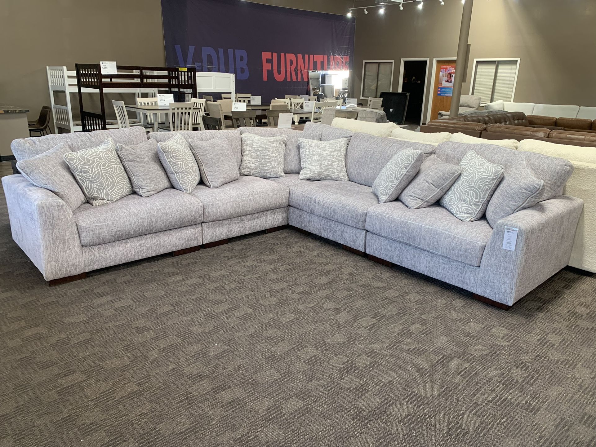 Big Grey Modular Sectional Couch