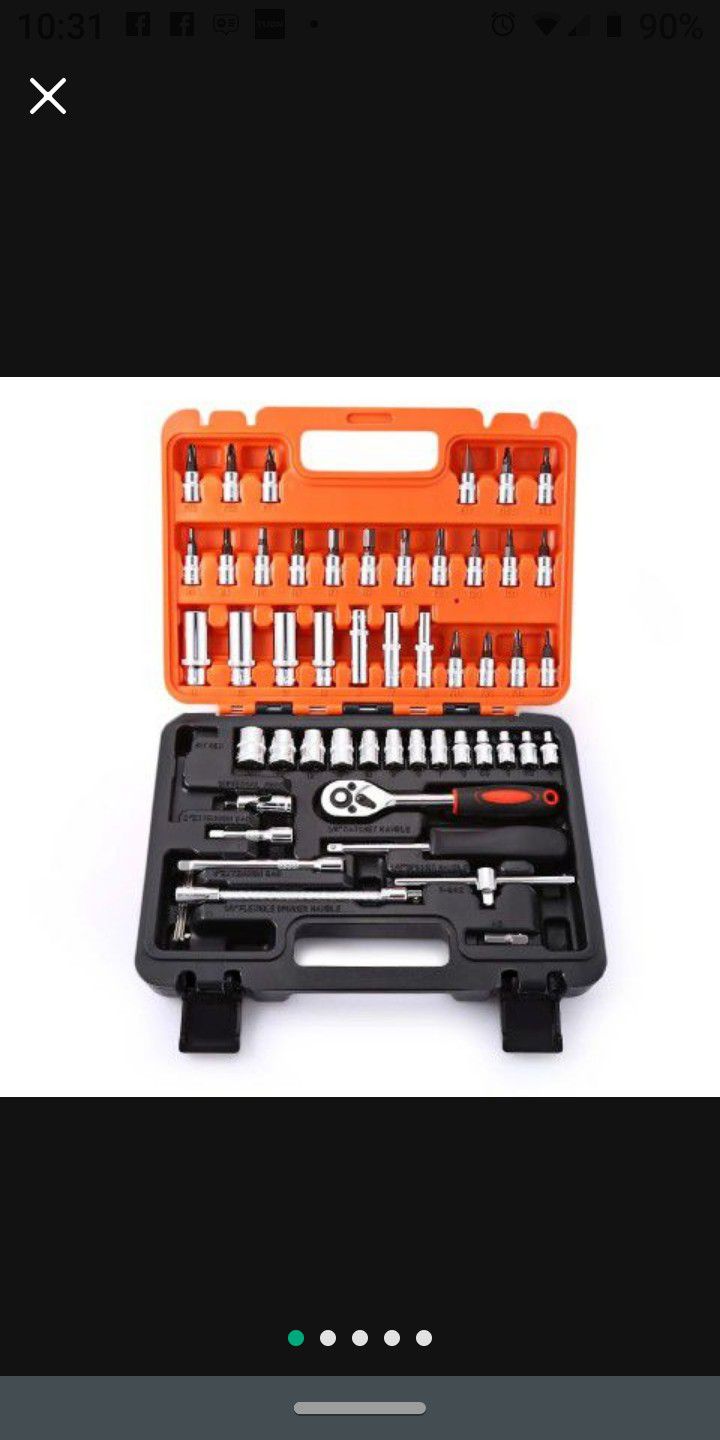 53pcs Automobile Motorcycle Repair Tool Case Precision Ratchet Wrench Sleeve Universal Joint Hardware Tools Kit Auto Tool Box