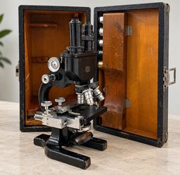 Antique 1930s Spencer Binocular Microscope Leitz Stage Case Reichert Optics