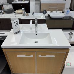 39” Freestanding Solid Wood Bathroom Vanity With Ceramic Top