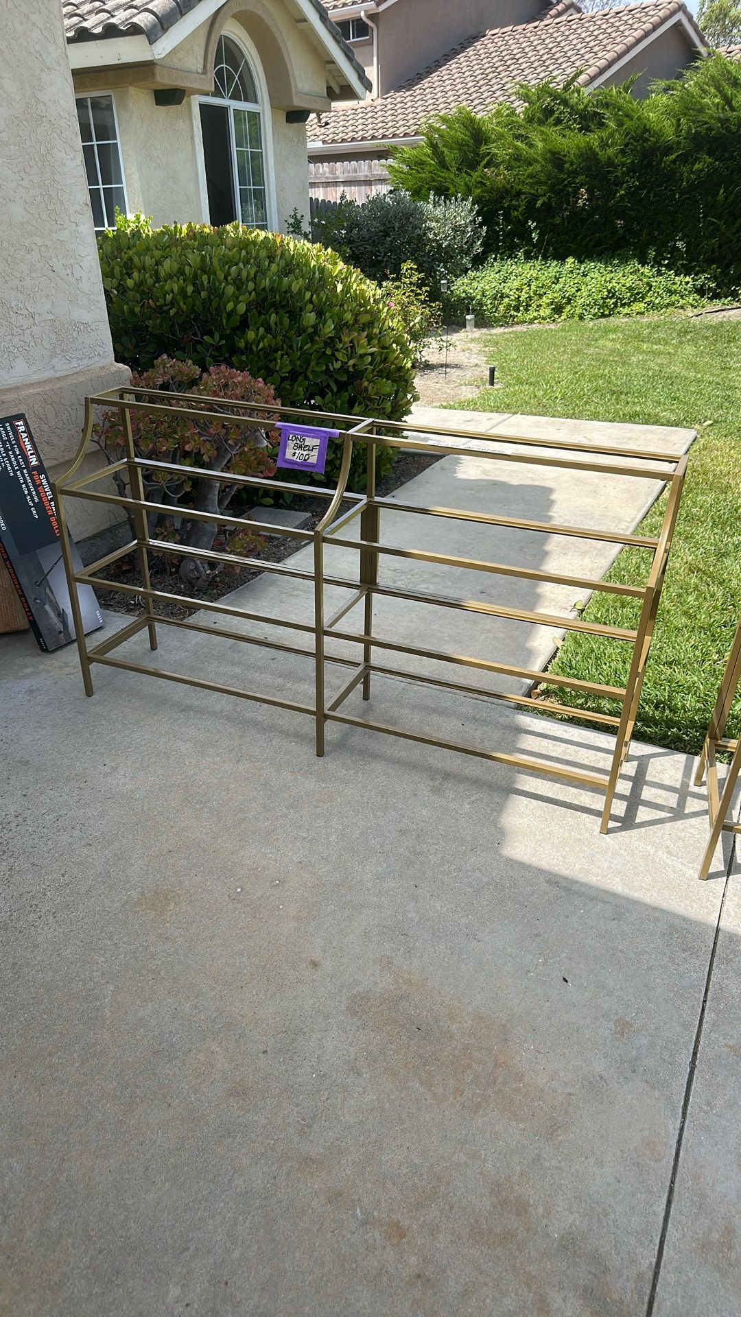 Set Of 2 Gold & Glass Shelves