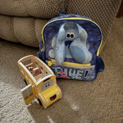 Blues Clues Backpack & Toy Bus