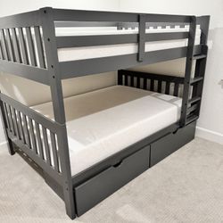 Full Over Full Bunk Beds With Drawers (includes 2 Foam Mattresses)