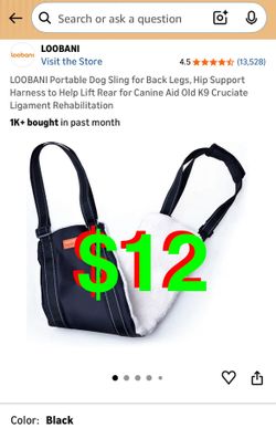 Portable Dog Sling for Back Legs, Hip Support Harness to Help Lift Rear for Canine Aid Old K9 Cruciate Ligament Rehabilitation. (Large)