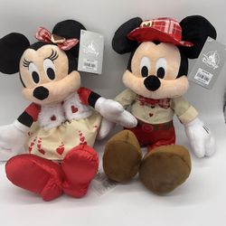 2022 Disney Mickey Mouse & Minnie Mouse Valentines Day Plush 13in Set 