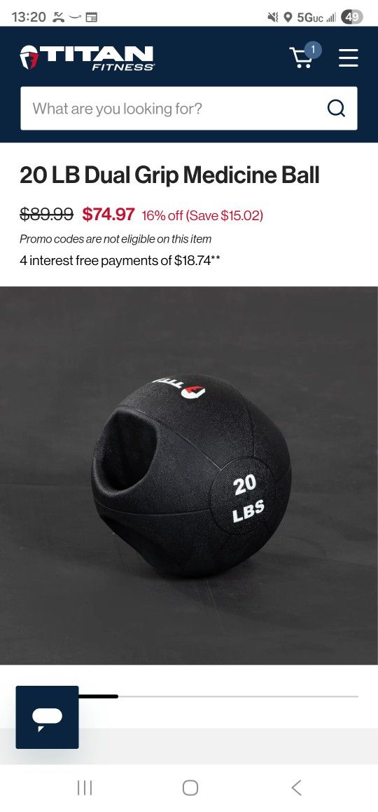 Titan Fitness 20lb Medicine Ball