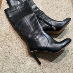 Black Leather Knee High Boots -COACH-Size 10B