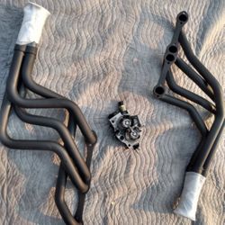 Freshly Powder coated long tube headers for small block Chevrolet