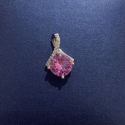 Lab Pink #2 Sapphire Silver Pendant 