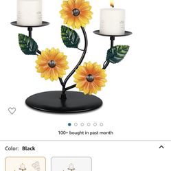 Sunflower Black Candle Holders, Candle Holders for Pillar Candles, Tea Light Candle Holders, Forfabu Candle Stands for Home Decor, Metal Candelabras f