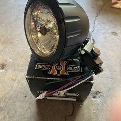 4" BLACK BILLET REVOLVER NOTCHED HEAD LIGHT PRO STREET CHOPPER CAFE RACER HARLEY