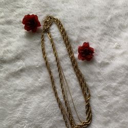 Vintage Vendome Three Strand Chain Necklace- signed