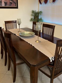 Dark Wood Formal Dining Table with 6 Chairs