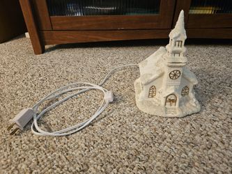 Christmas Light Up White Church