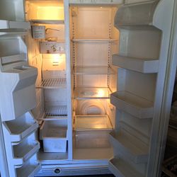 Refrigerator 5 Ft, 9inches In Length, 3, Ft Wide In Front Of Refrigerator And Side Width Is 2ft, 7inches. Has Connections For Water And Ice