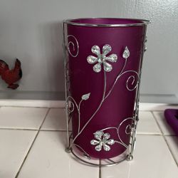 Pink, Floral, Vase Rhinestone 