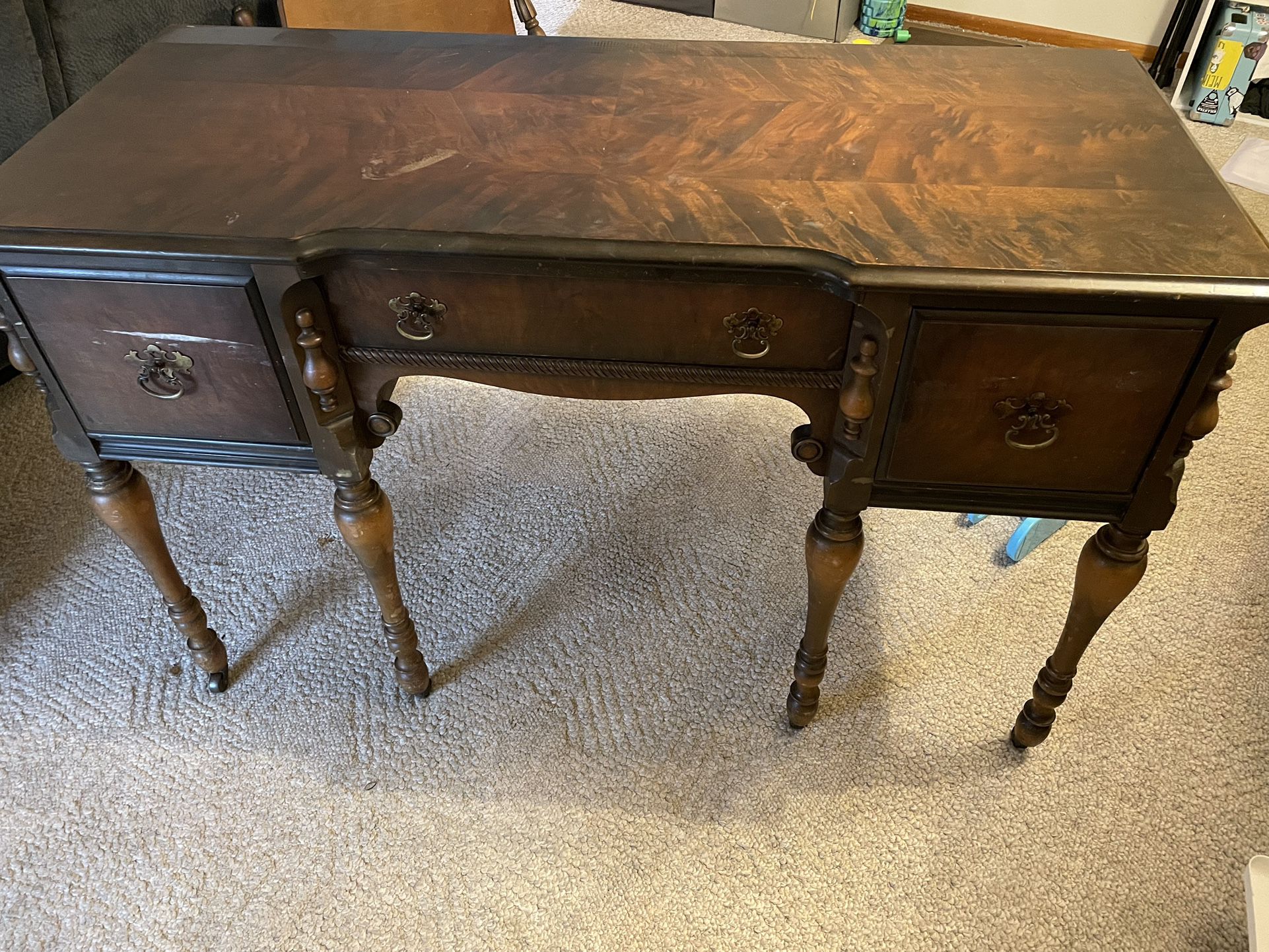 Antique Wood Vanity - Matching Bed Frame Available 