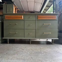Vintage MCM Green Dresser