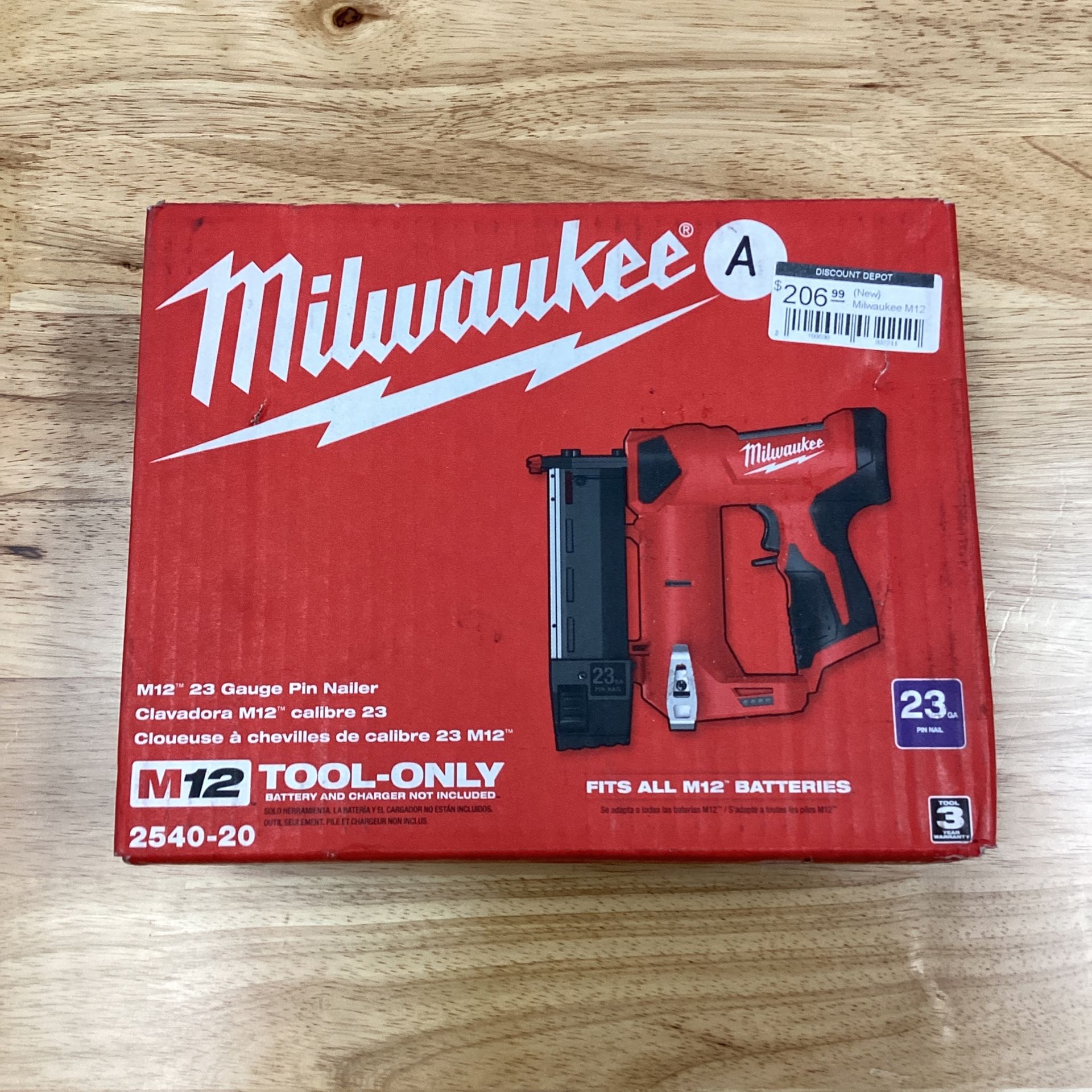 Milwaukee M12 12Volt 23Gauge LithiumIon Cordless Pin Nailer (Tool