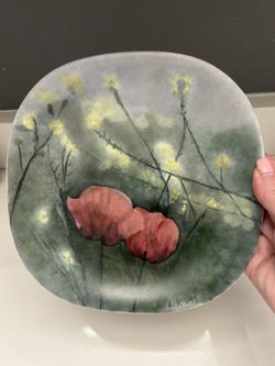 Handpainted Finnish 1995 Flower Themed Decorative 