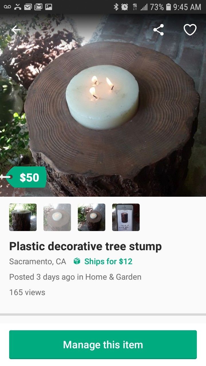 Faux wood candle holder