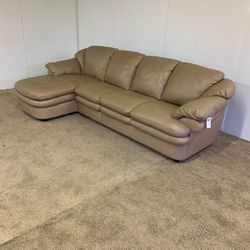 Beige Natuzzi Leather Sectional *Free Delivery*