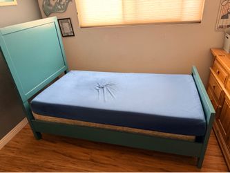 Teal Twin Bed Frame with Headboard - Great Condition