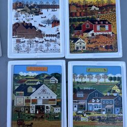 🍂 Charles Wysocki “Best of Times” Seasonal Wall Plaques – Set of 4 🍂