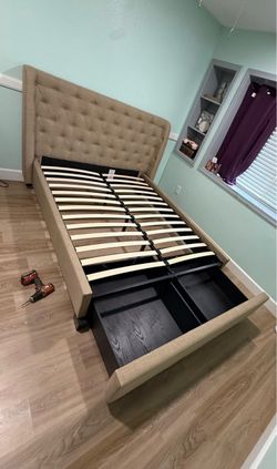 Upholstered Queen Bed Frame with Storage Drawers - No Credit Needed-Delivery Available 🚚