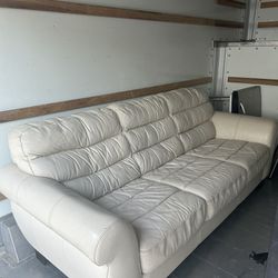 Real White Leather Couch