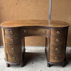 Taylor Jamestown Kidney Shaped Walnut Desk - Circa 1930s