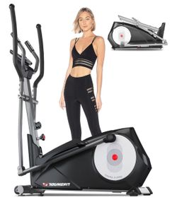 YOUNGFIT Elliptical Machine, 95% Pre-Installed Cross Trainer with Hyper-Quiet Magnetic Driving System, 22 Resistance Levels Home Gym Eliptical Exercis