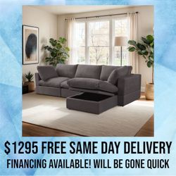 FREE DELIVERY New In Box 4 Piece Dark Gray Modular Cloud Sectional Couch Sofa Grey