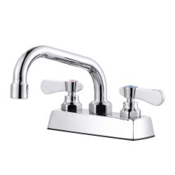 Commercial Faucet with 6 in. Swivel Spout, Double Handle Deck Mount Standard Kitchen Faucet in Polished Chrome
