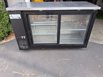 Counter Height. Sliding Glass Door Back Bar Refrigerator with LED Lighting.