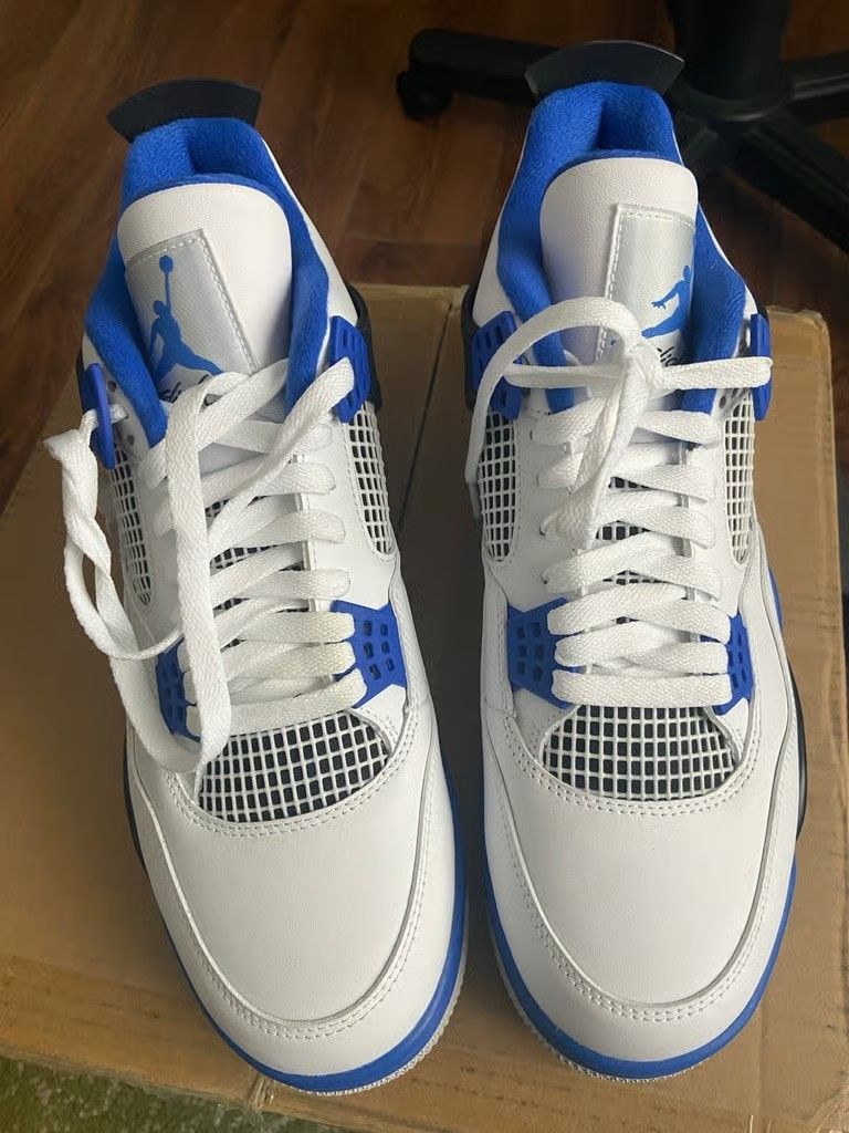 Brand new white and blue sports shoes and sneakers for men
