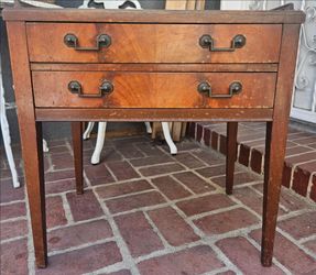 Vintage 1930s Grand Rapids Mahogany Leather-Top Desk / Side Table