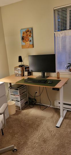 STAND UP DESK OAK AND WHITE electric