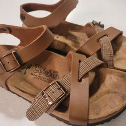 Birkenstock Birkis Lillie Strap Ankle Sandals Brown/Tan 250 39/55 W 8 M 6 shoes..